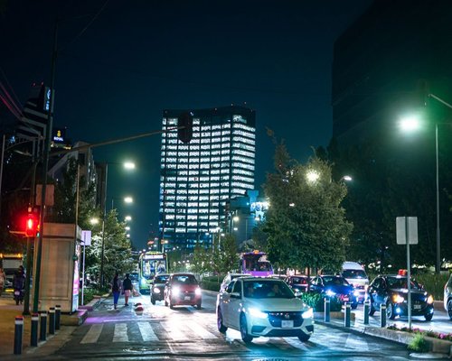 View of Mexico city streets near Roma Norte